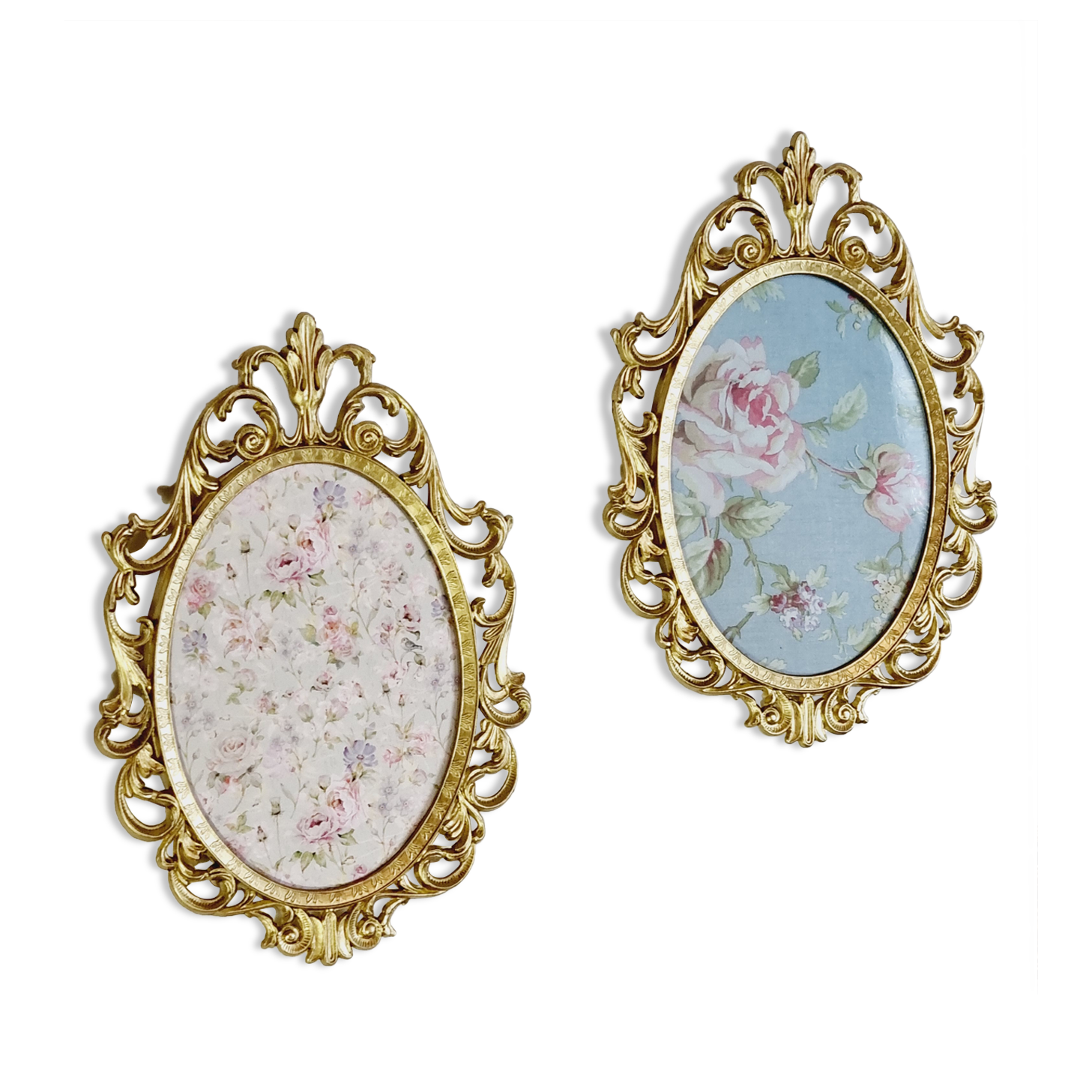 Set of 2 gilded metal frames italy