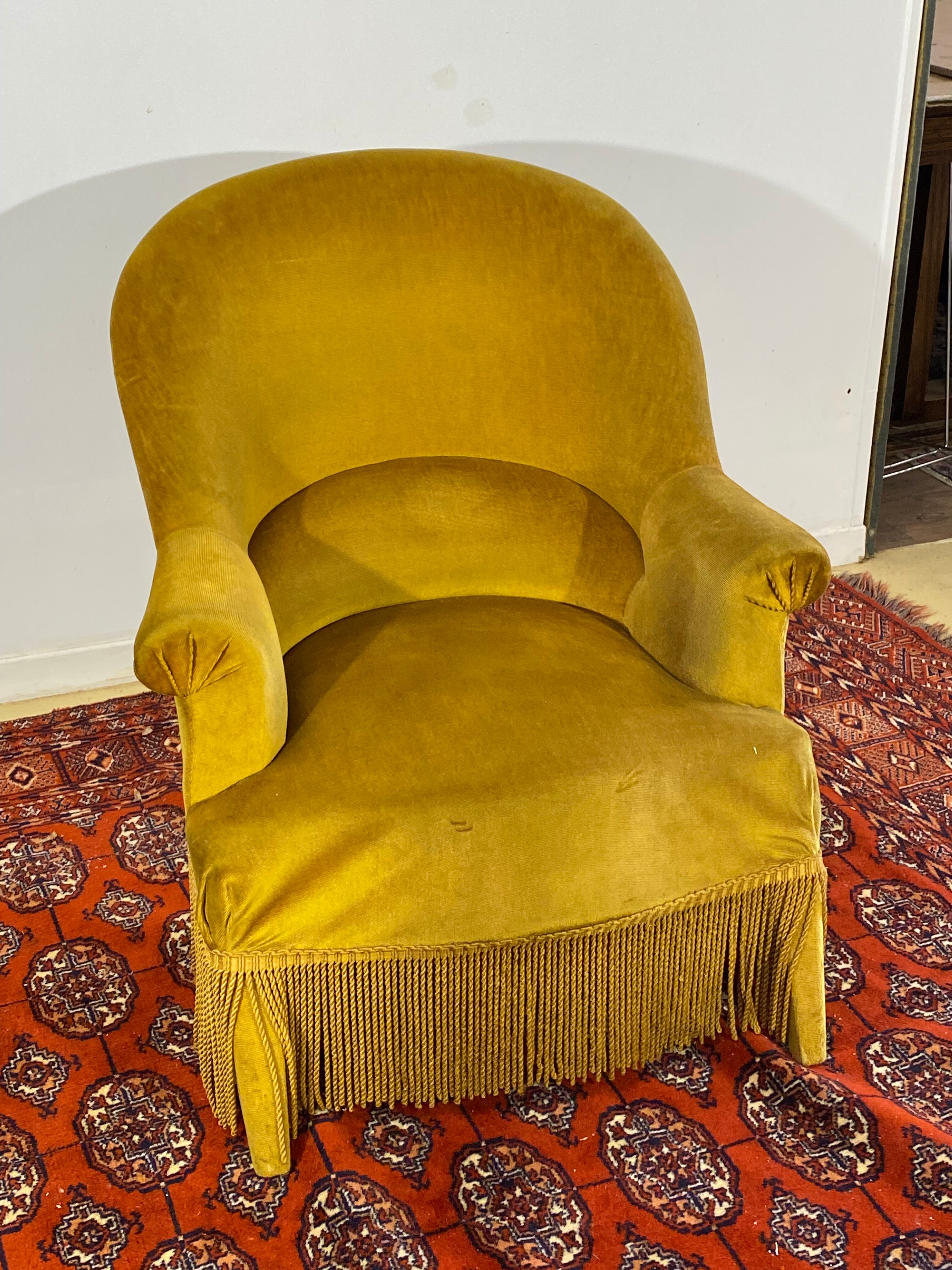 Toad armchair style Napoleon III Mustard