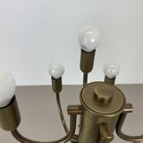 large 12-armed solid Brass ceiling light Chandelier by WKR Lights, Germany 1970s