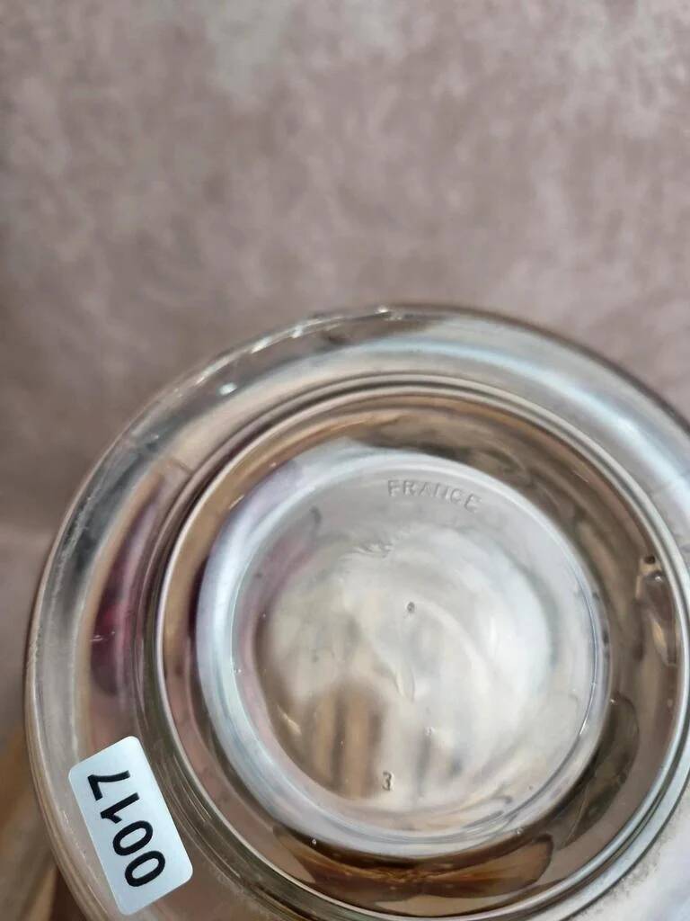 Vintage pressed glass vase – colourful floral decoration – France