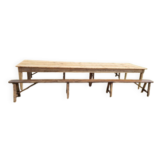 Table de ferme 400 cm et deux bancs