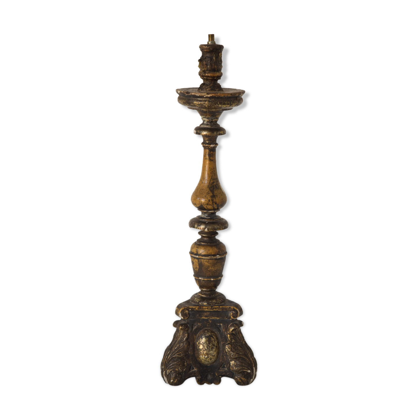 18th Century Gilded Wood Candlestick