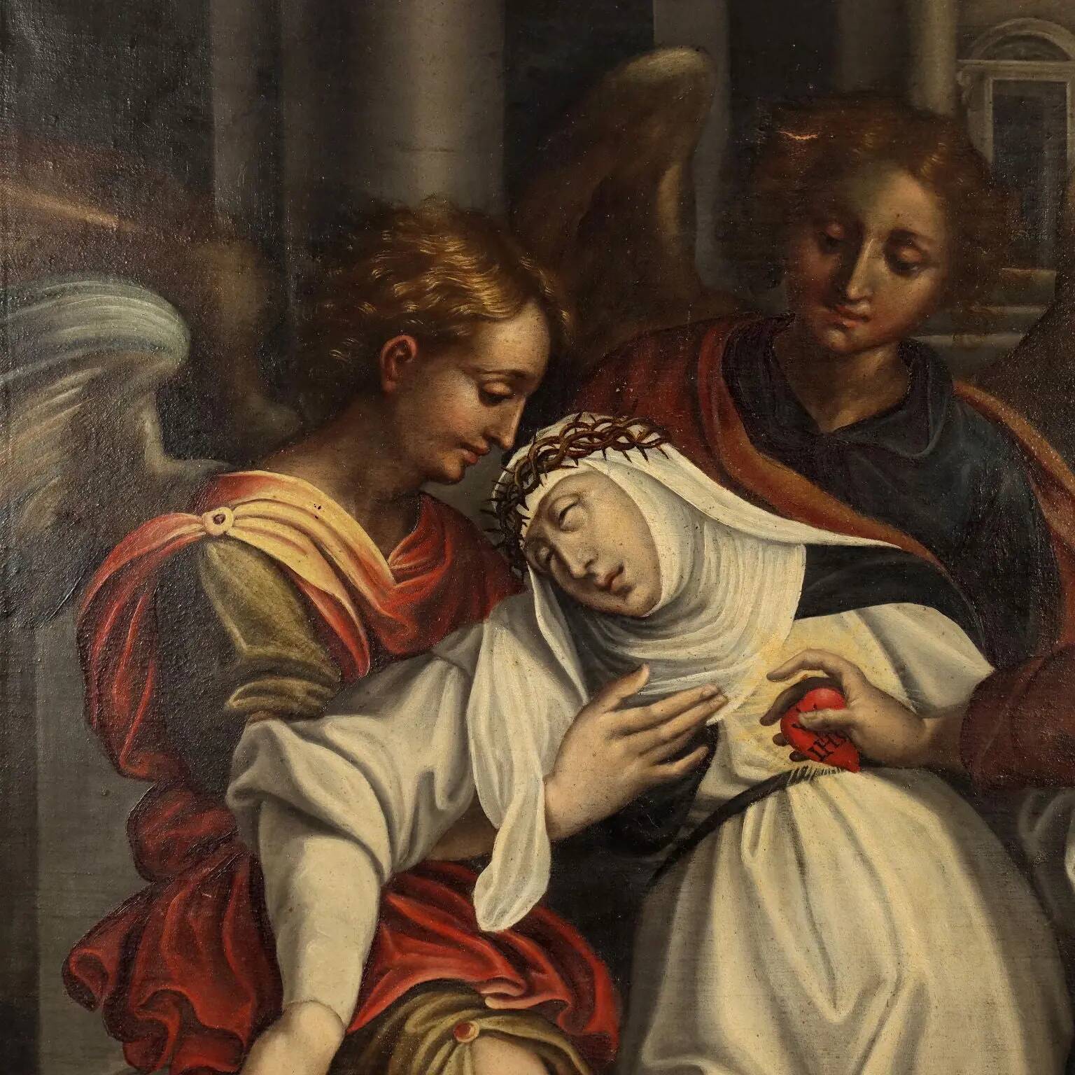 Ancient painting "Ecstasy of Saint Catherine of Siena" 17th century