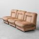 Ensemble de 3 poltrone modulari en tessuto beige anni '70 vintage modernariato