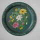 Hand-painted metal serving tray with floral decoration, bohemian country decoration, flea market spirit