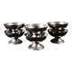 6 stainless steel ice cream cups on a stand, vintage dessert service