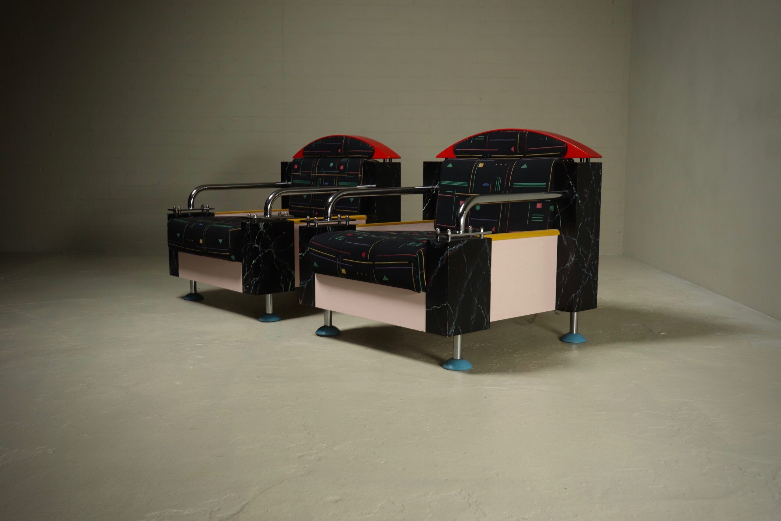 Pair of lounge chairs by Dutch architect Wim Hofman 1980s