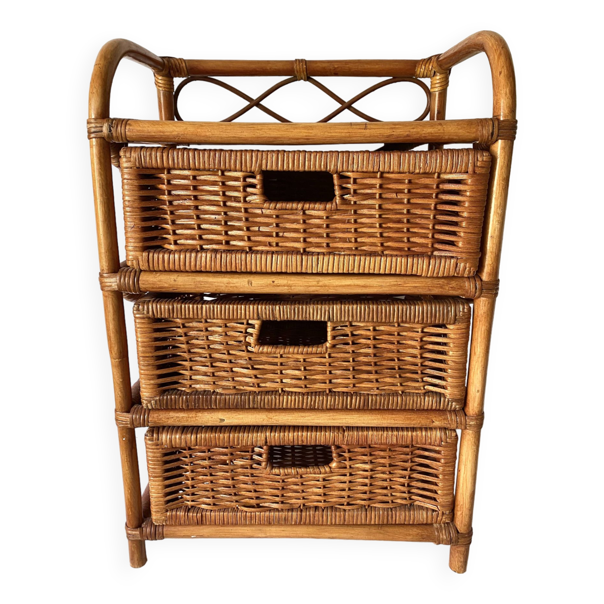 Commode en rotin , chiffonnier 3 tiroirs
