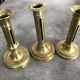 Set of 3 old brass copper zipper candlesticks