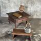 Petit écritoire table basse ancienne indonésienne en teck H33 40,5x55