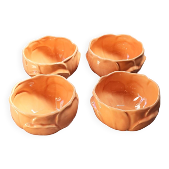 Bols Aegitna Vallauris années 60 orange pêche forme fleurs