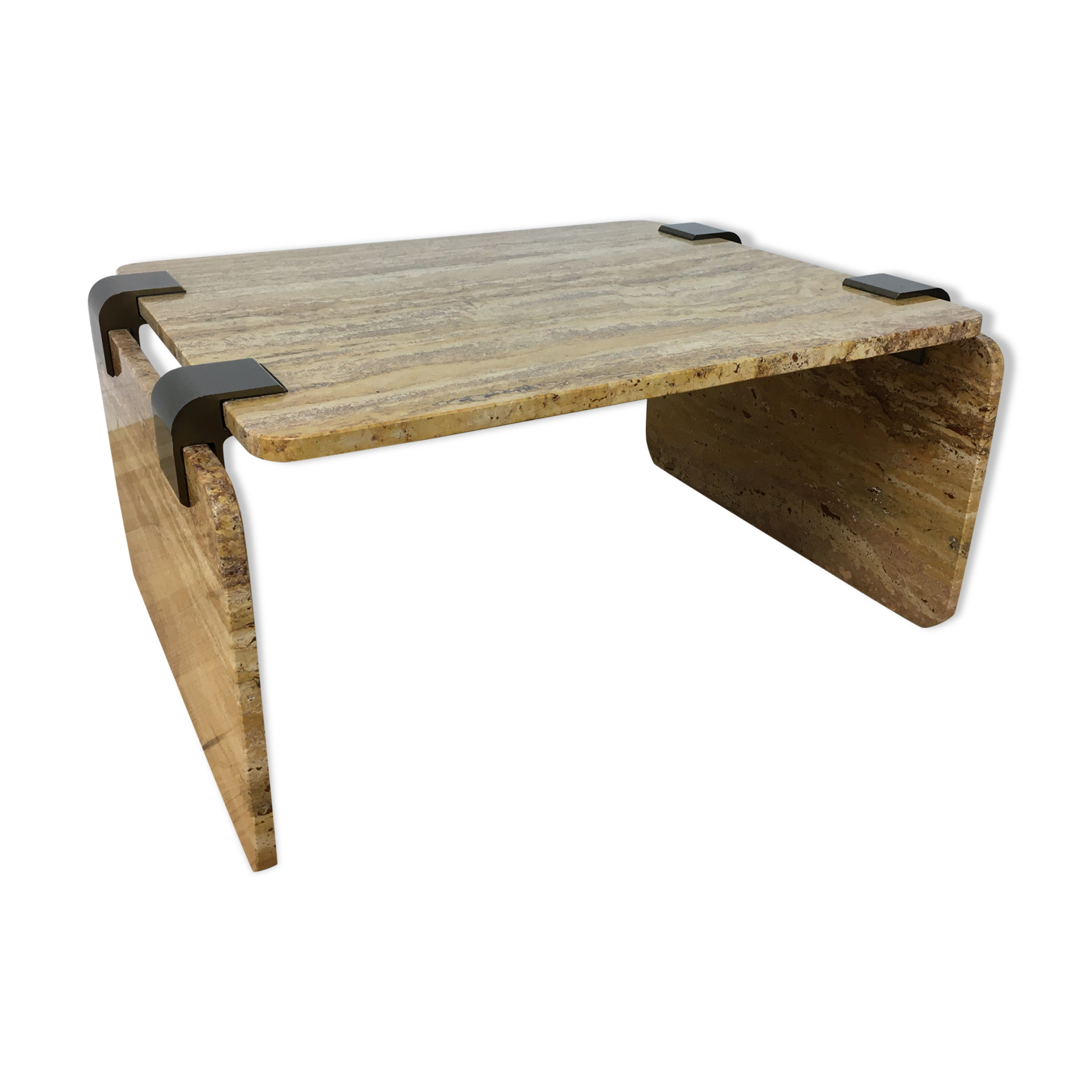 Yellow travertine coffee table, 70/80s