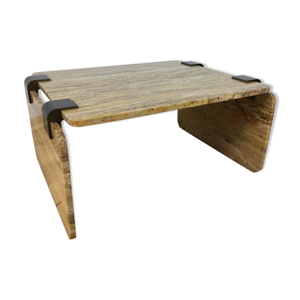 Table basse en travertin jaune, années 70/80 — Beyit