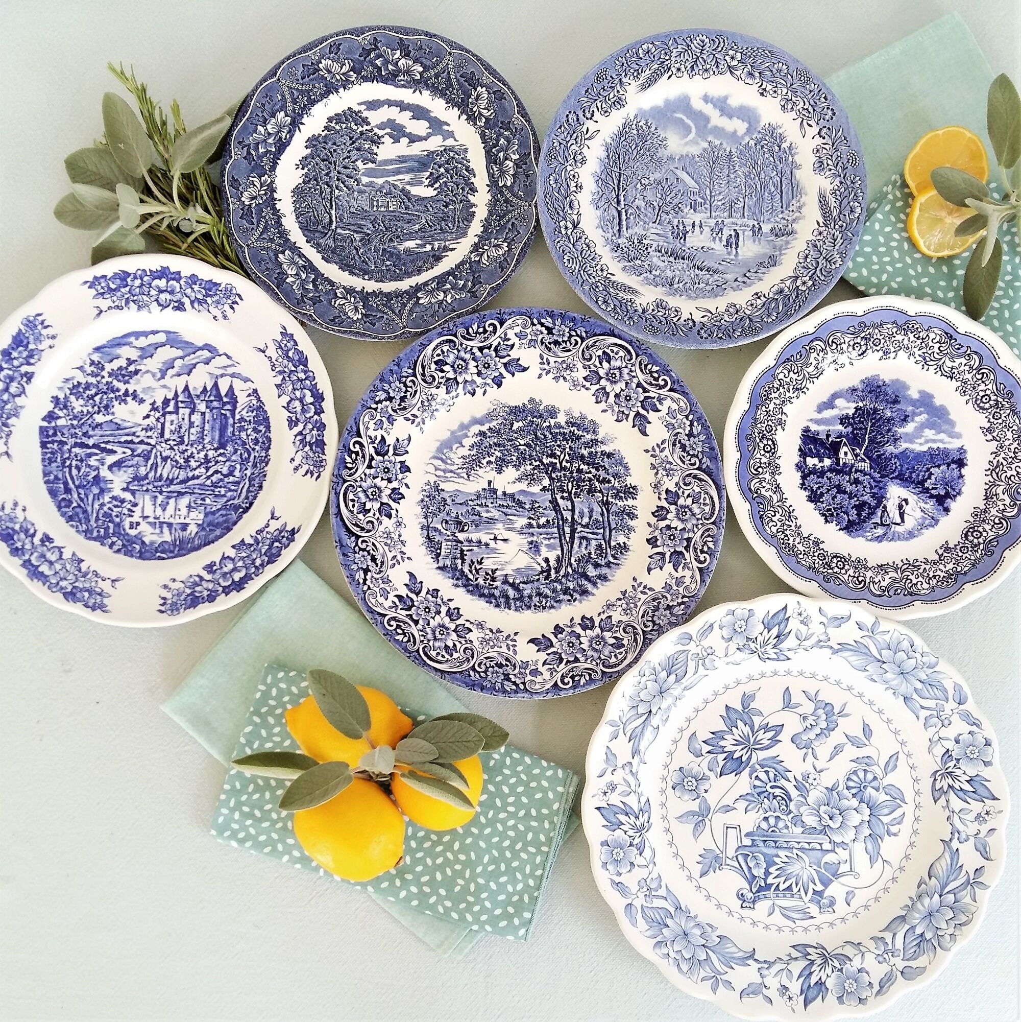 Lot de 6 assiettes de transfert