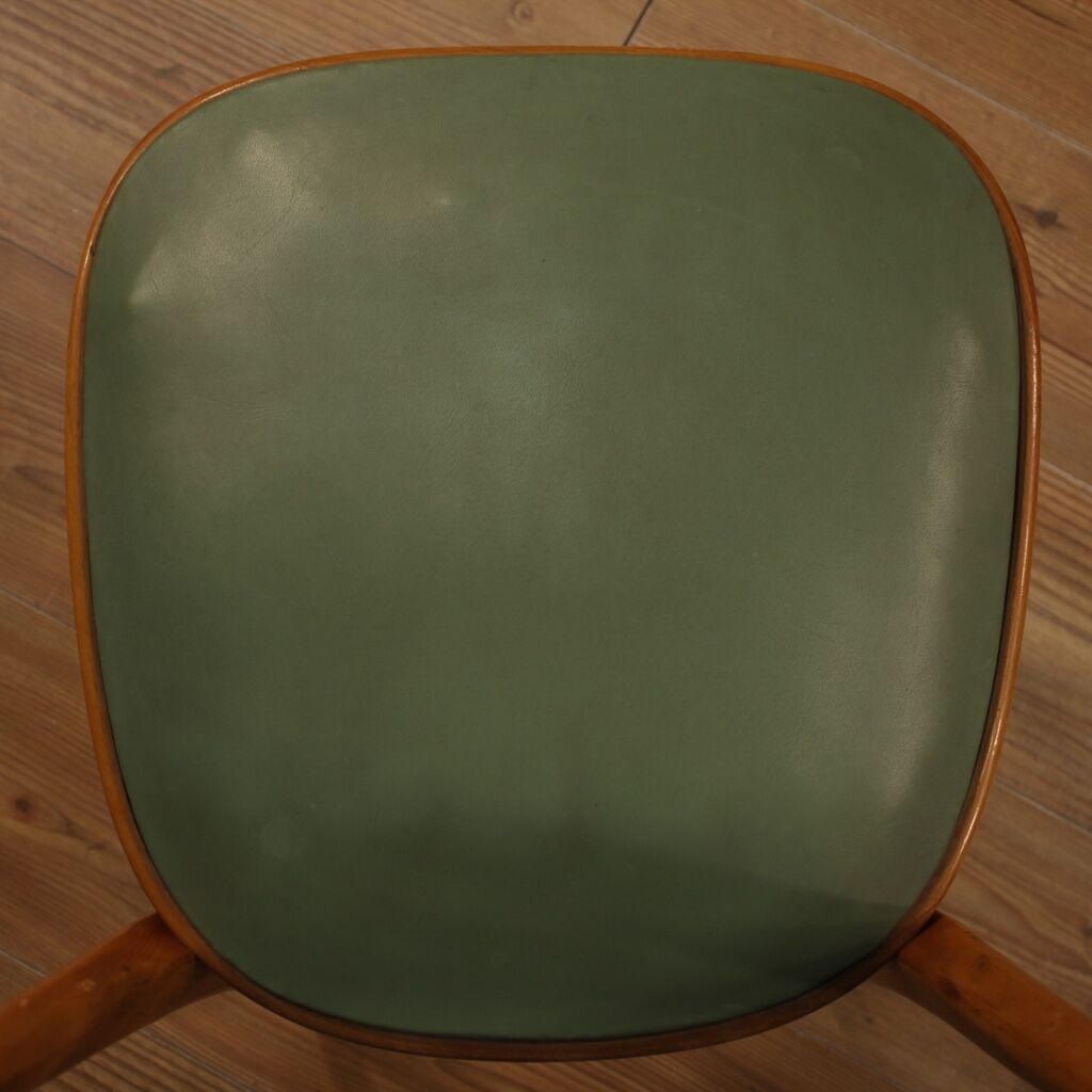 Six Italian  chairs in exotic wood and faux leather