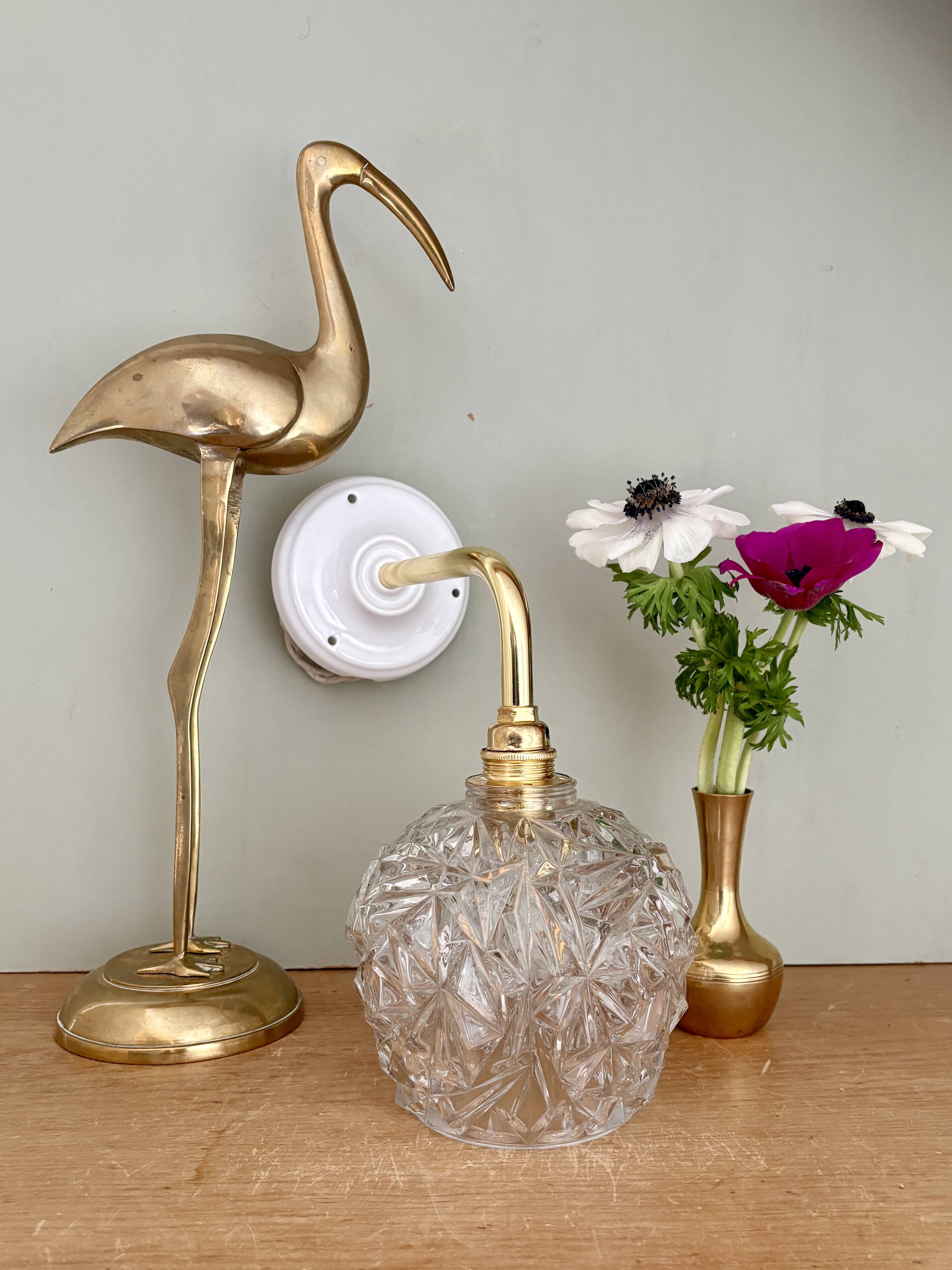 Vintage moulded glass elbow wall light