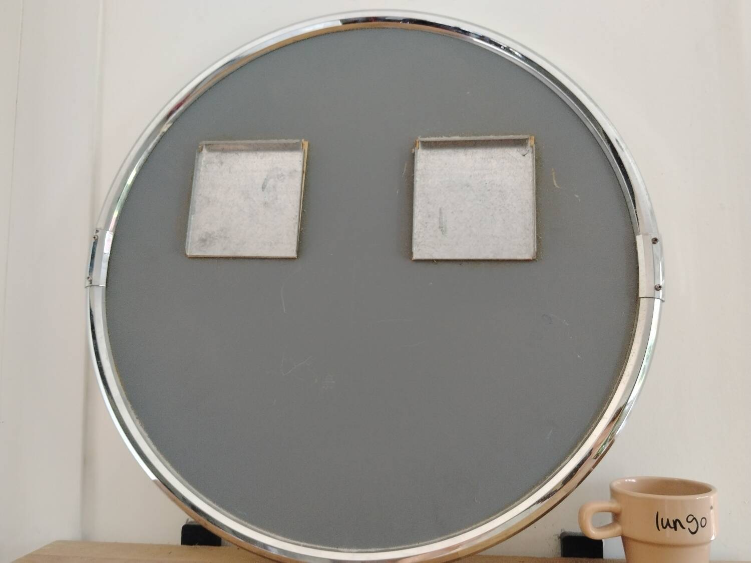 Round chrome metal mirror 1970s