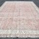 Soft Pink Oversize Vintage Turkish Floral Carpet Rug, 219x313 Cm