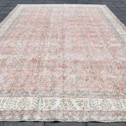 Soft Pink Oversize Vintage Turkish Floral Carpet Rug, 219x313 Cm