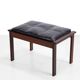 Footstool in solid wenge wood with black leather cushion, 1960