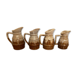 Set of 3 Barrel-Shaped Pitchers in the RÉVOL Style, Vintage Flamed Ceramic