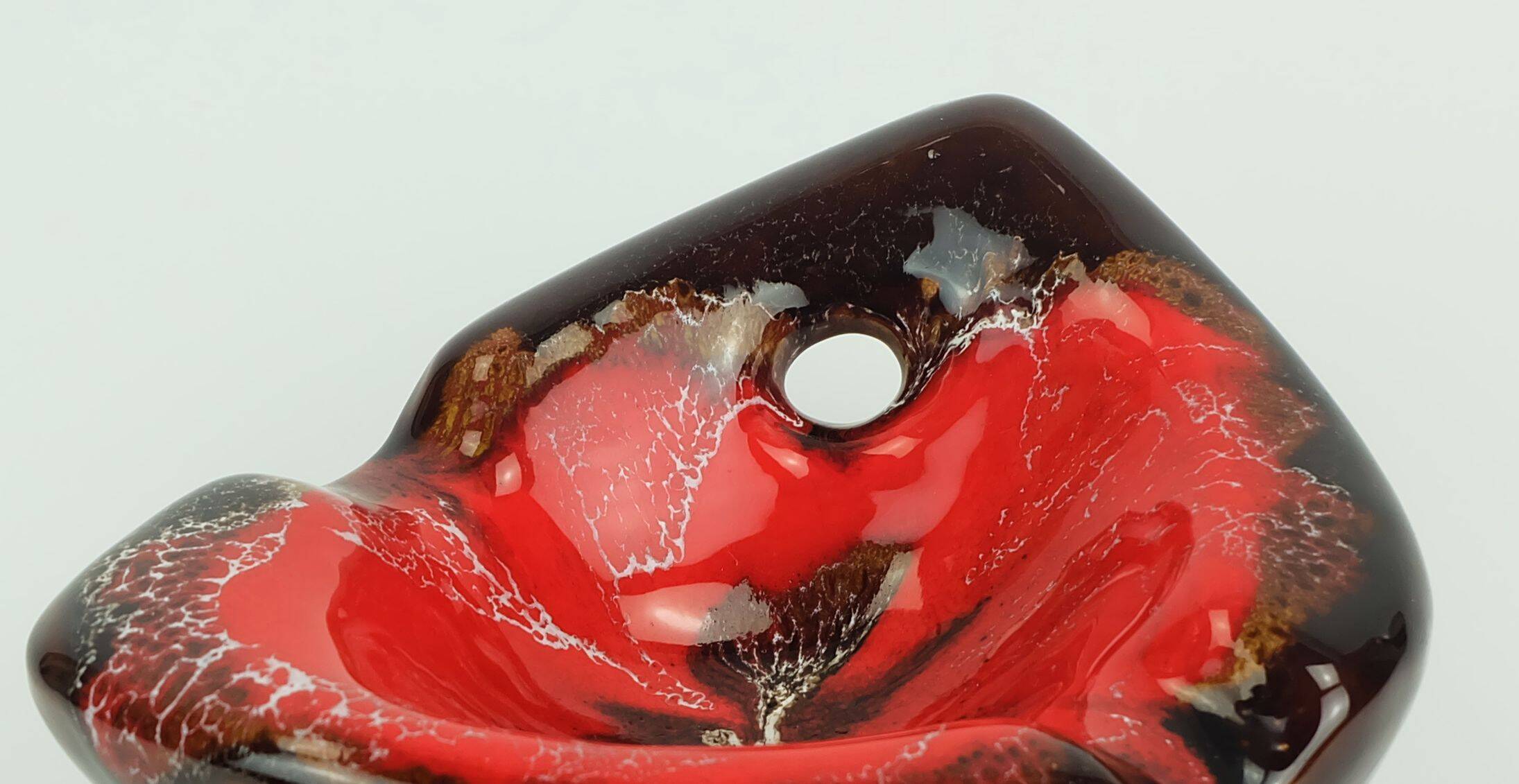 French mid century vintage ceramic bowl vallauris drip glaze organic shape