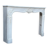 Louis XV style fireplace in grey and white Carrara marble circa 1980