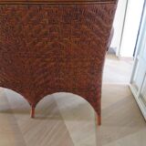 Two-seater banquette in woven rattan, wood and bamboo, 1980s.