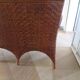 Two-seater banquette in woven rattan, wood and bamboo, 1980s.