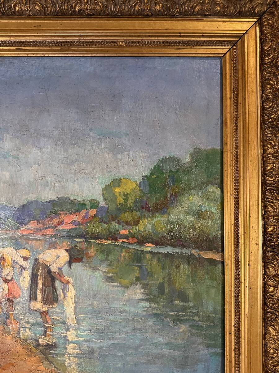 Édouard Cortes, (1882-1969), “Washerwomen”, oil on canvas