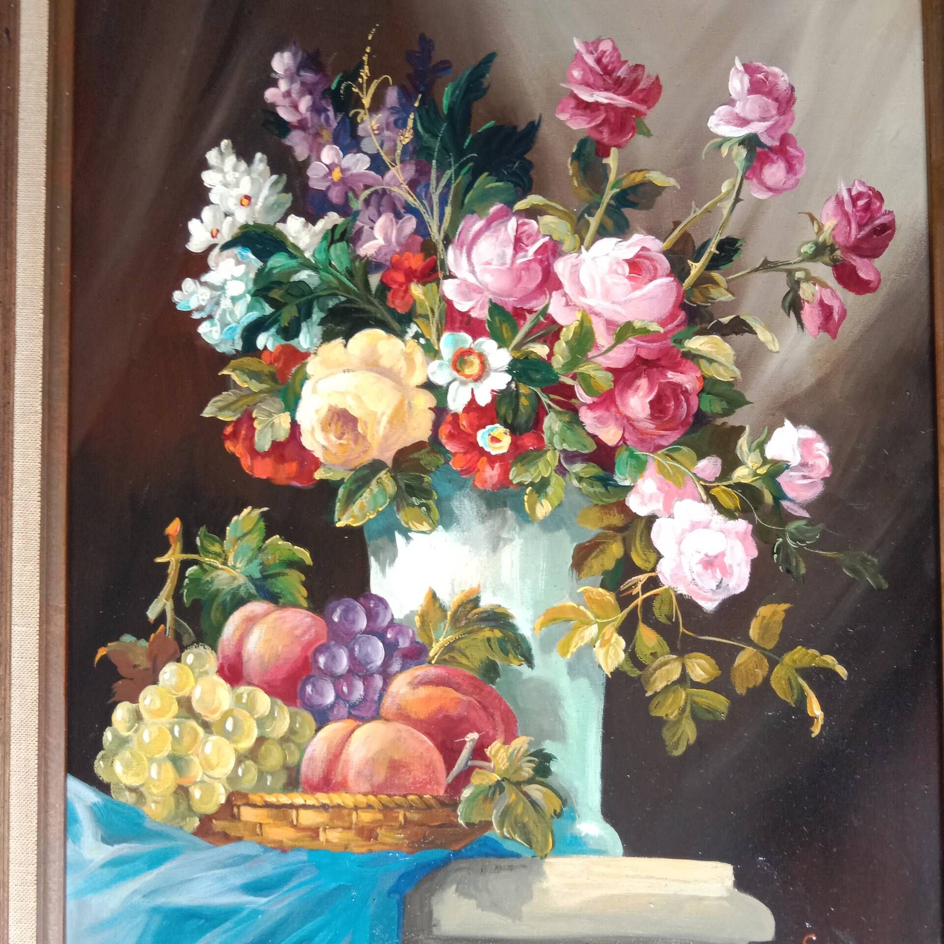 Still Life with Flowers and Fruits signed by Georges Mallet