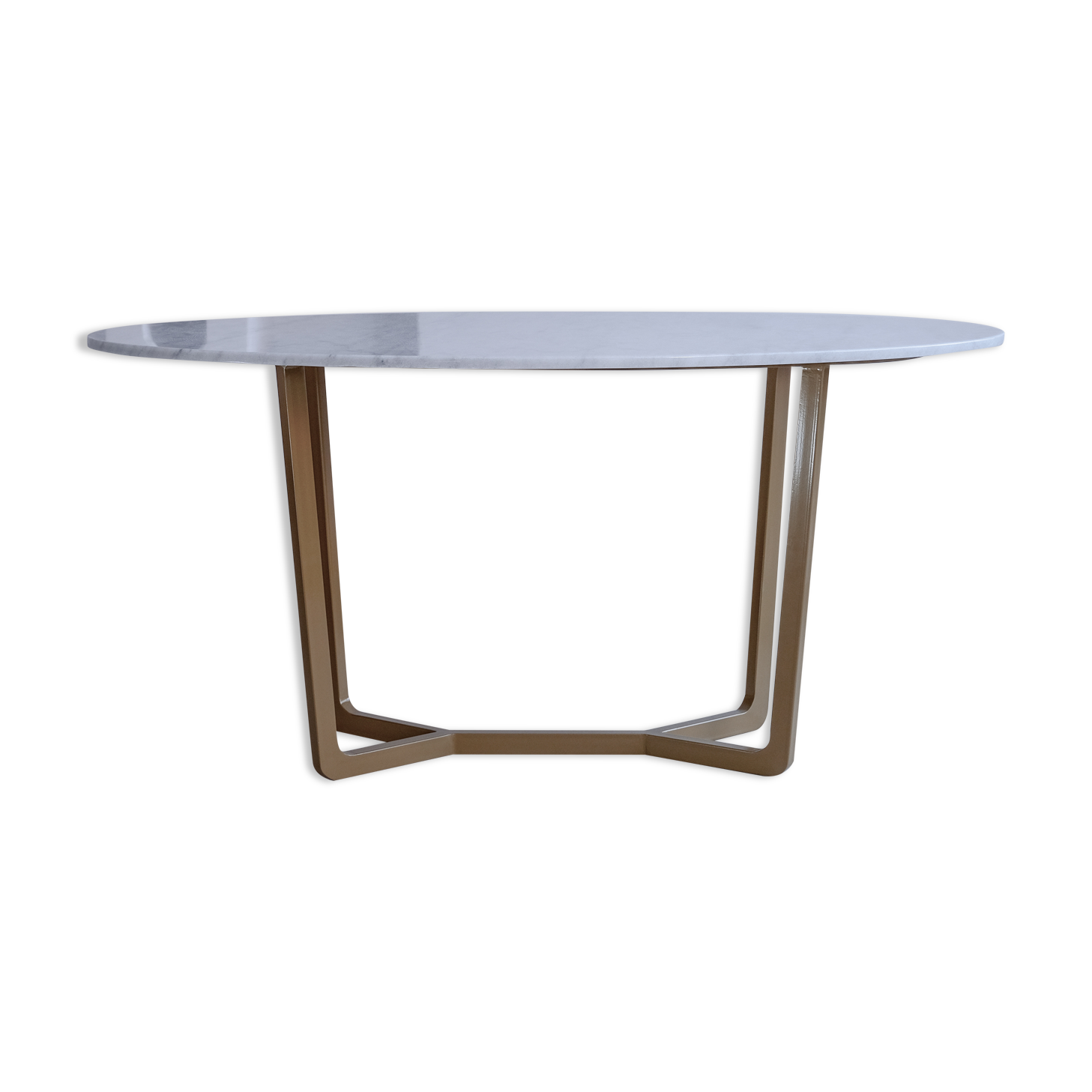 Oval dining table in white Ibiza marble