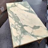 Old vintage gilded side table with marble top
