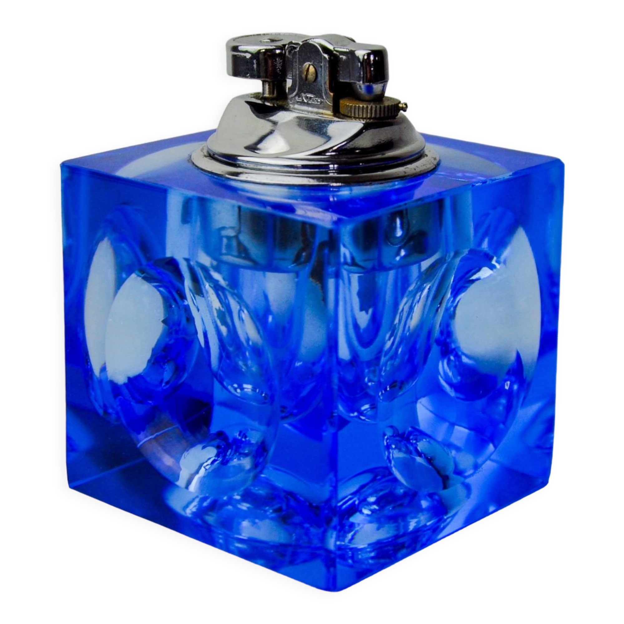 Magnifying lighter by Antonio Imperatore, blue murano glass, Italy, 1970