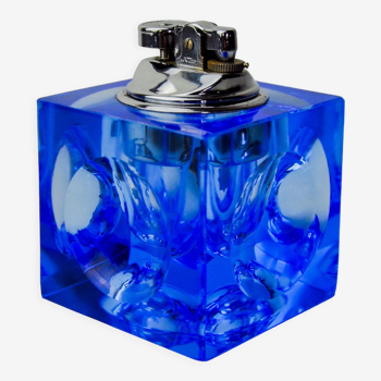 Magnifying lighter by Antonio Imperatore, blue murano glass, Italy, 1970