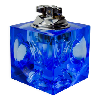 Magnifying lighter by Antonio Imperatore, blue murano glass, Italy, 1970