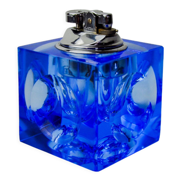 Magnifying lighter by Antonio Imperatore, blue murano glass, Italy, 1970