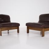 Paire de chauffeuses en cuir 1970