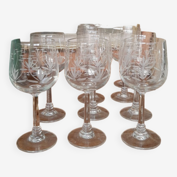 10 cut crystal water/wine stemmed glasses