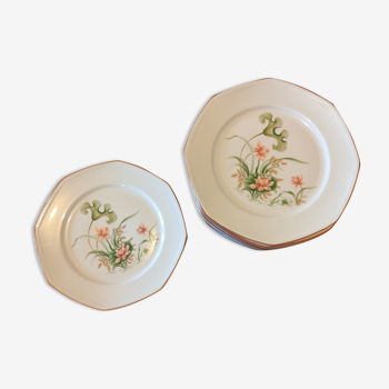 12 assiettes plates en porcelaine de sologne