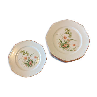 12 assiettes plates en porcelaine de sologne