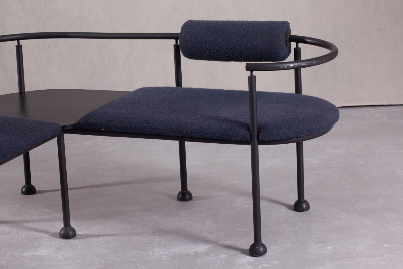 Postmodern steel and fabric bench, Italy, 1990s