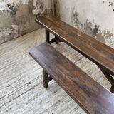 Paire de bancs en chêne massif