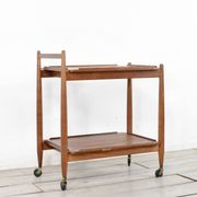 Midcentury White & Newton Teak Cocktail Drinks Trolley / Hostess.