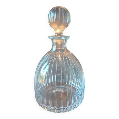 Carafe vintage en cristal taillé, bouchon boule