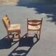 Pair of Brutalist Guillerme and Chambron Chairs in Solid Oak with Wove