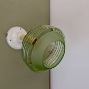 Vintage art deco tulip wall lamp in green and gold glass