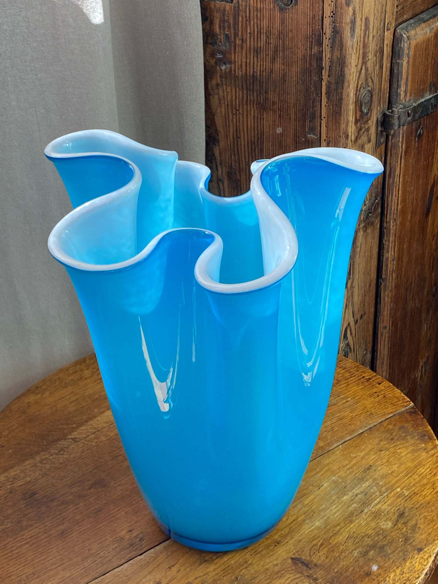 Large multi-layer glass handkerchief vase