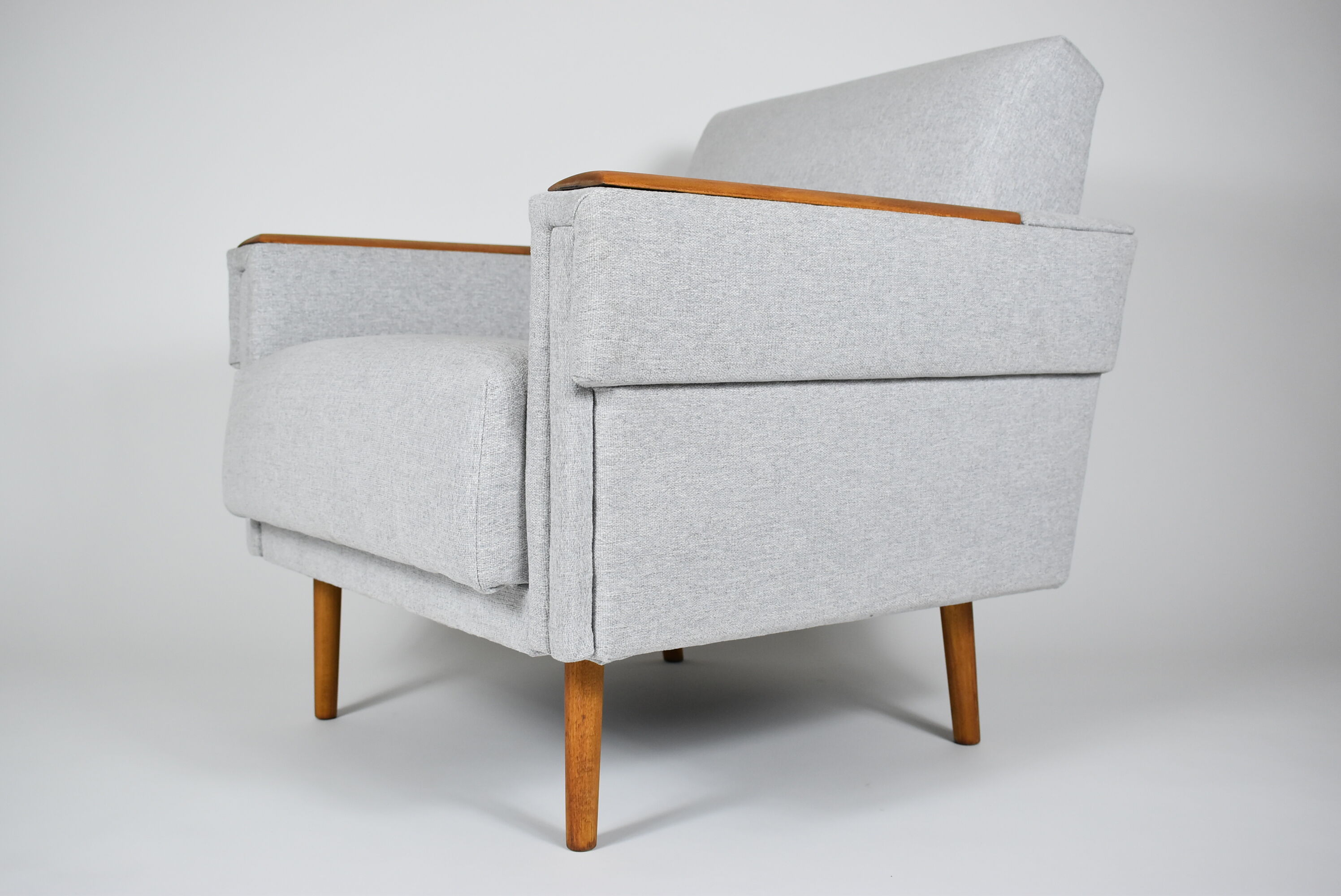 Mid-century modern armchair, restored, 1960, light grey
