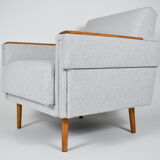 Mid-century modern armchair, restored, 1960, light grey